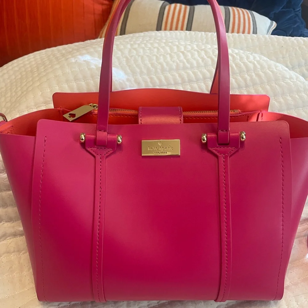 kate spade hot pink leather tote SMALL
